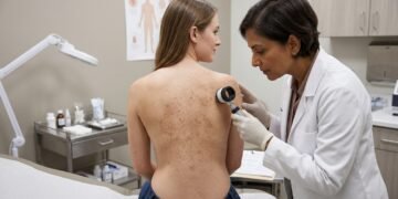 Bumpy Brown Patches on a Woman’s Torso Wiped Away with Alcohol, Revealing a New Form of a Dirt-Like Skin Condition Bumpy Brown Patches on a Woman’s Torso Wiped Away with Alcohol, Revealing a New Form of a Dirt-Like Skin Condition
